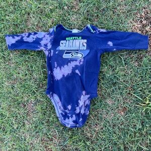 Blue and semi purple tie-dye Seahawks long sleeve onesie size 18M